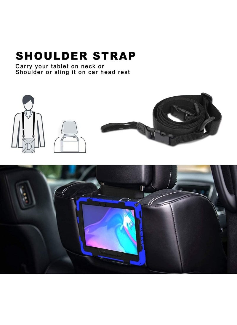 Case Compatible with Samsung Tab Active Pro 10.1 inch SM-T540/T545/T547, Kickstand with 360 Degree Rotatable 3 Layer Hybrid Heavy Duty Shockproof Hand Strap Shoulder Strap
