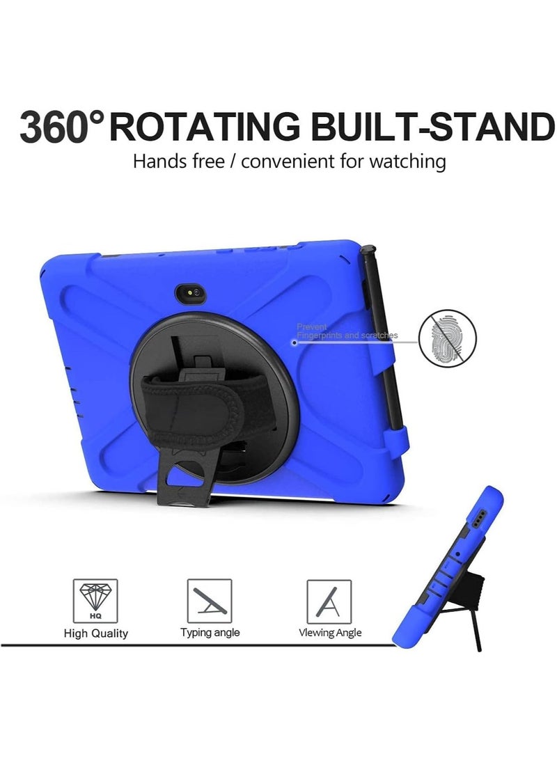 Case Compatible with Samsung Tab Active Pro 10.1 inch SM-T540/T545/T547, Kickstand with 360 Degree Rotatable 3 Layer Hybrid Heavy Duty Shockproof Hand Strap Shoulder Strap