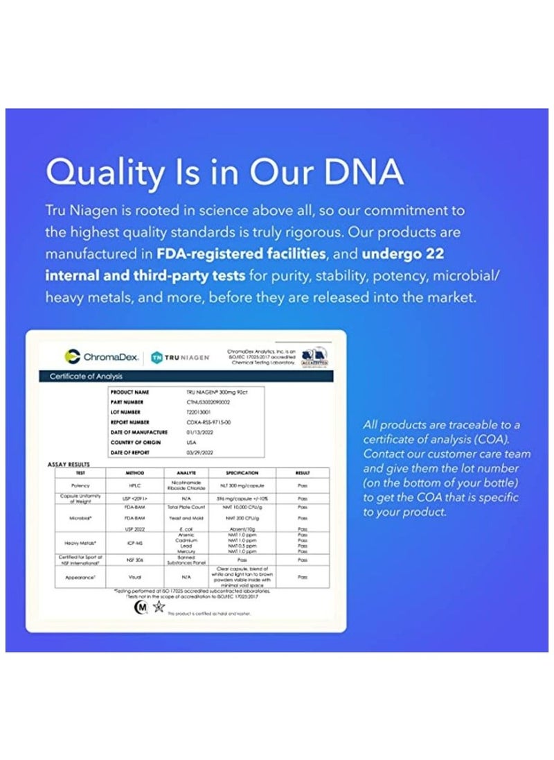 TruNiagen - 120ct/300mg Multi Award Winning Patented NAD+ Boosting Supplement - More Efficient Than NMN - Nicotinamide Riboside for Cellular Energy Metabolism & Repair, Vitality, Muscle Health, Healthy Aging - Image 1