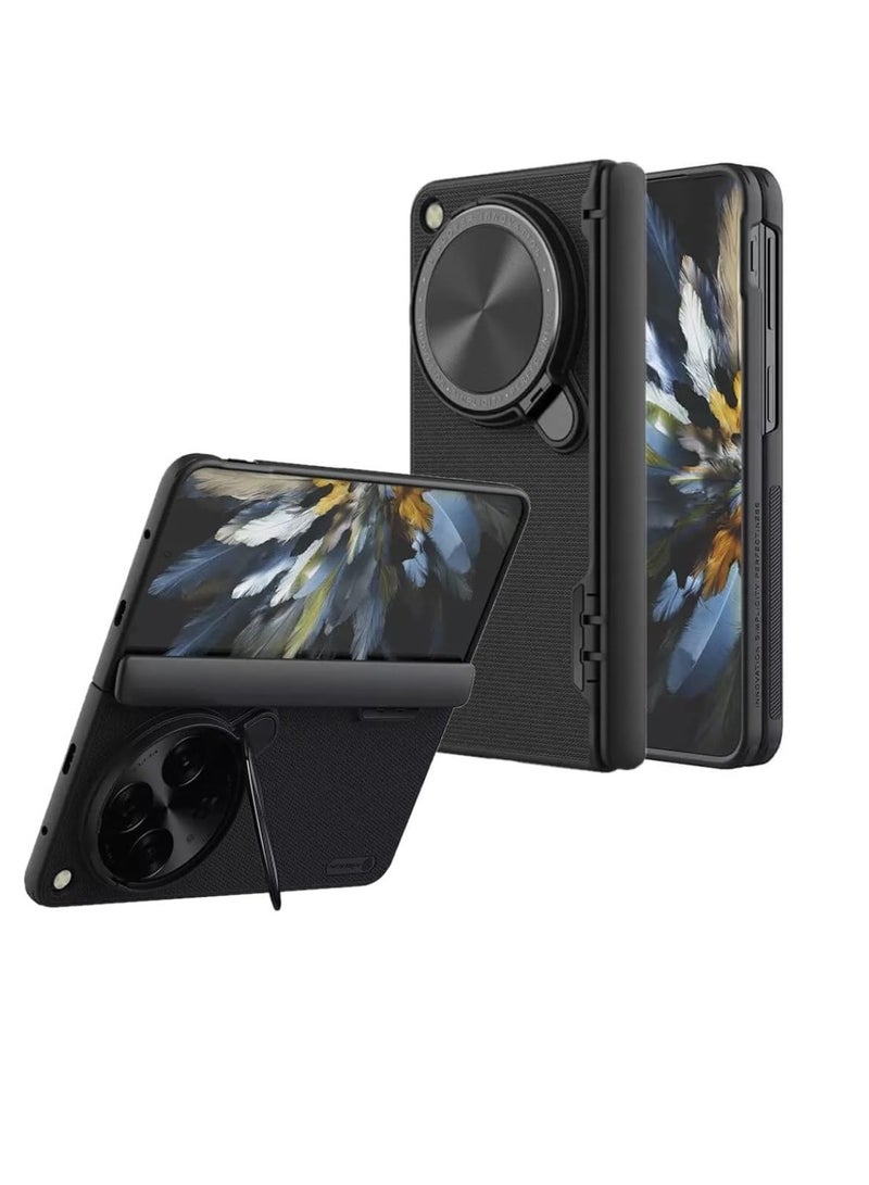 Excefore Phone Case for OPPO Find N3 Fold/OnePlus Open, with Camera Cover, [Hinge Protection] [Metal Camera Kickstand], Slim Protective Shockproof Bumper Hard Cover, Black - Image 1