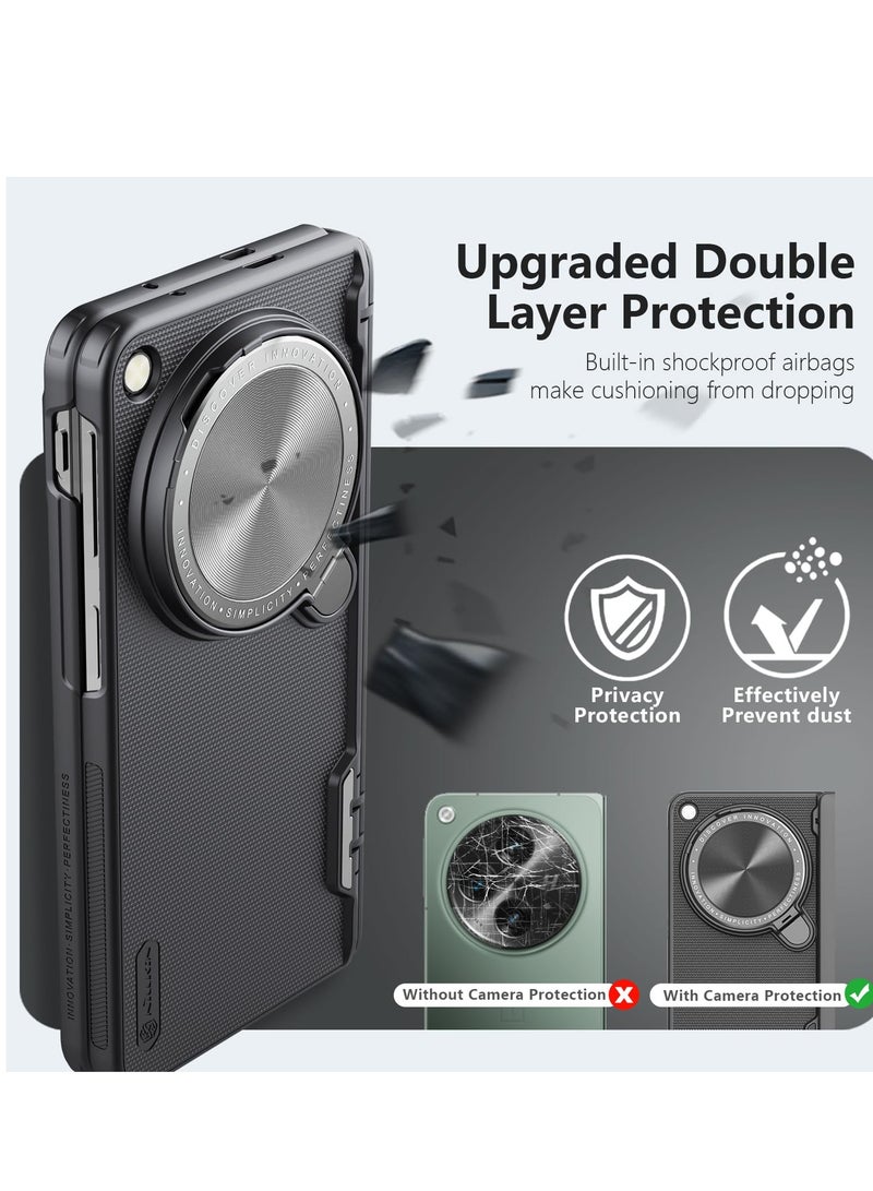 Excefore Phone Case for OPPO Find N3 Fold/OnePlus Open, with Camera Cover, [Hinge Protection] [Metal Camera Kickstand], Slim Protective Shockproof Bumper Hard Cover, Black - Image 2