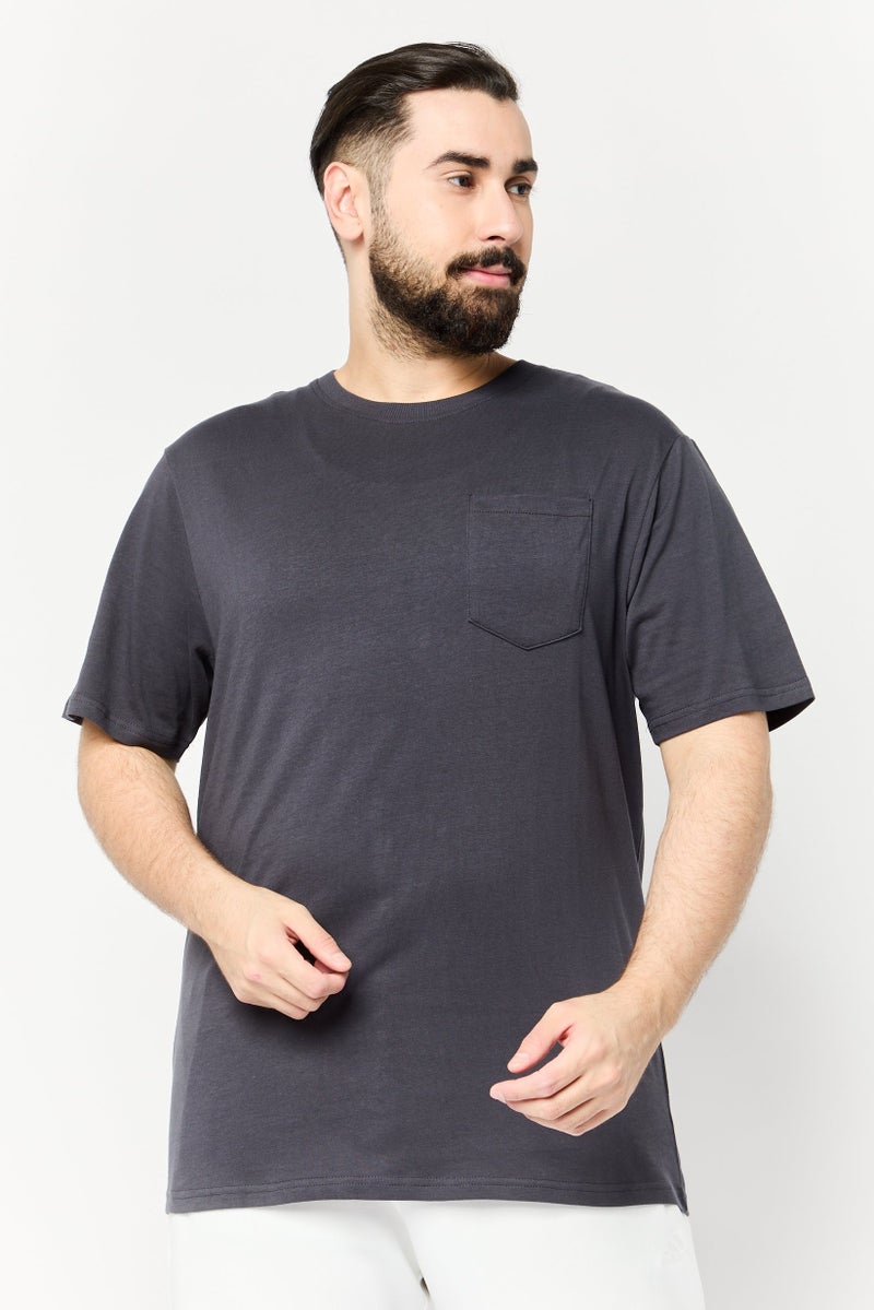 RBX تي شيرت رياضي للرجال بأكمام قصيرة مناسب في الهواء الطلق، رمادي داكن - Image 1