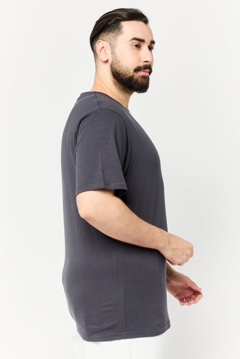 RBX تي شيرت رياضي للرجال بأكمام قصيرة مناسب في الهواء الطلق، رمادي داكن - Image 2