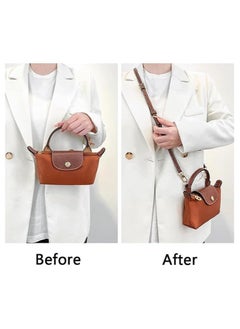 RION Stylish Genuine Leather Purse Straps - Adjustable Shoulder Strap for Longchamp Replacement for Crossbody or Shoulder (Brown)  - Image 2