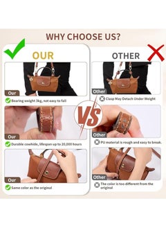 RION Stylish Genuine Leather Purse Straps - Adjustable Shoulder Strap for Longchamp Replacement for Crossbody or Shoulder (Brown)  - Image 3