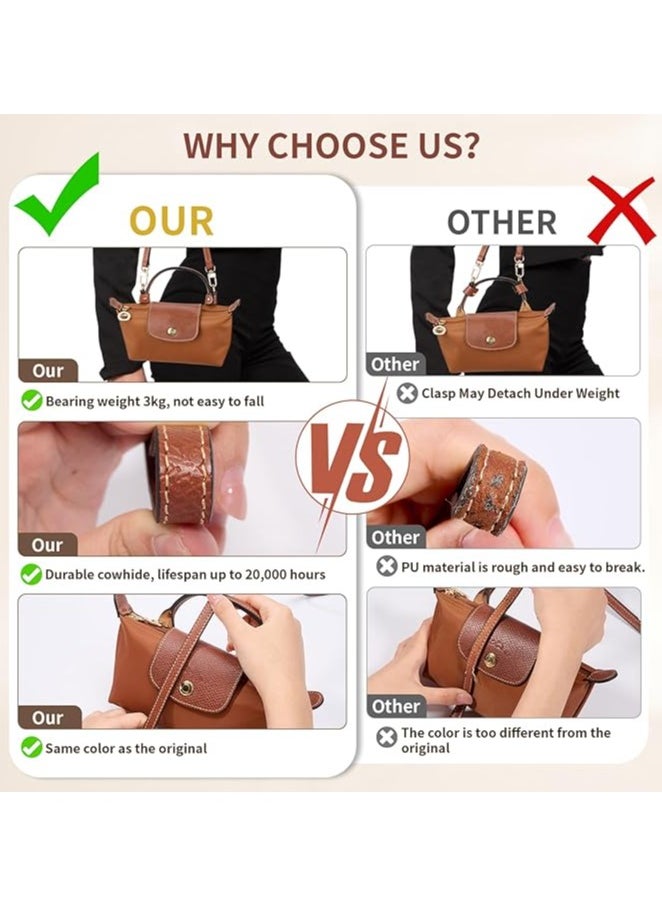 RION Stylish Genuine Leather Purse Straps - Adjustable Shoulder Strap for Longchamp Replacement for Crossbody or Shoulder (Brown)  - Image 3