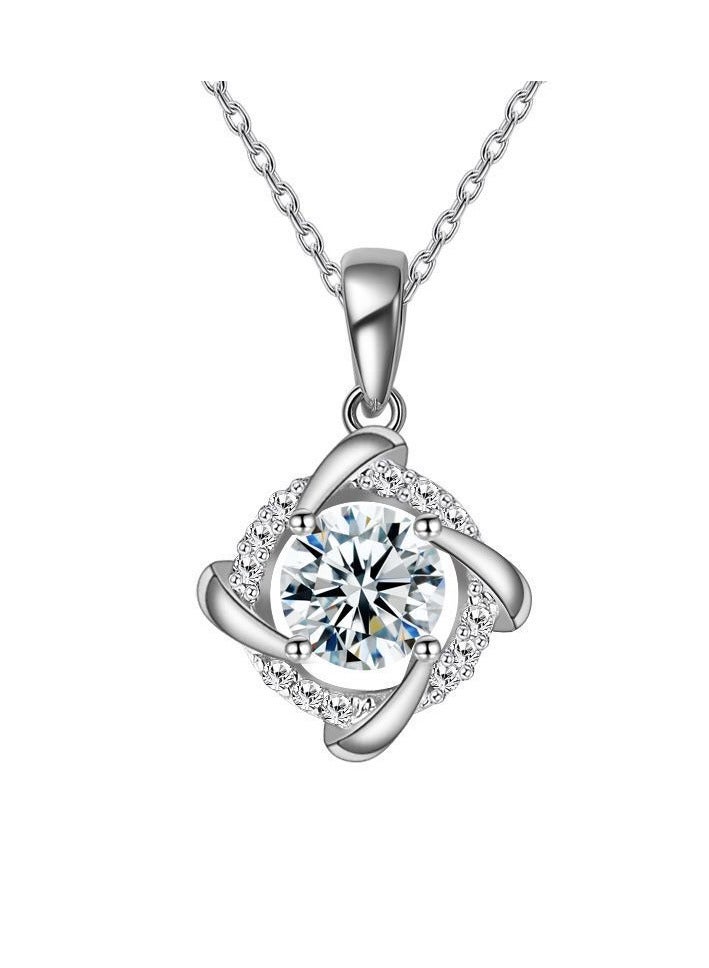 spa luxetique 1ct Moissanite 925 Silver Platinum Plated&Zirconia Windmill Necklace - Image 1