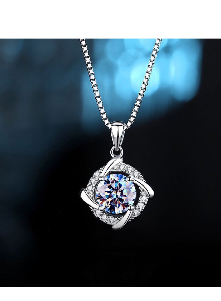spa luxetique 1ct Moissanite 925 Silver Platinum Plated&Zirconia Windmill Necklace - Image 2