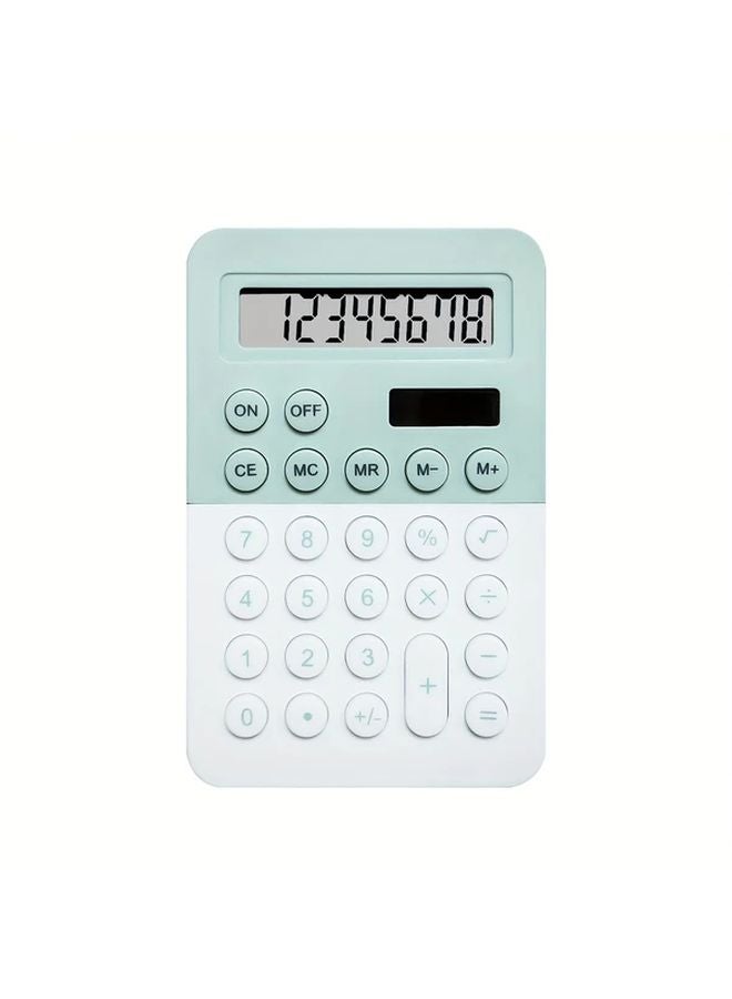 Green Mini Office Calculator Solar and Battery Dual Power Pocket Size for Finance Accounting - Image 1