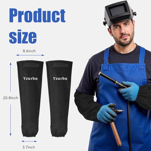 Yzurbu Welding Work Sleeves, Heat & Flame Resistant Arm Protection Gardening Sleeve with Hook & Loop - Black - Image 2