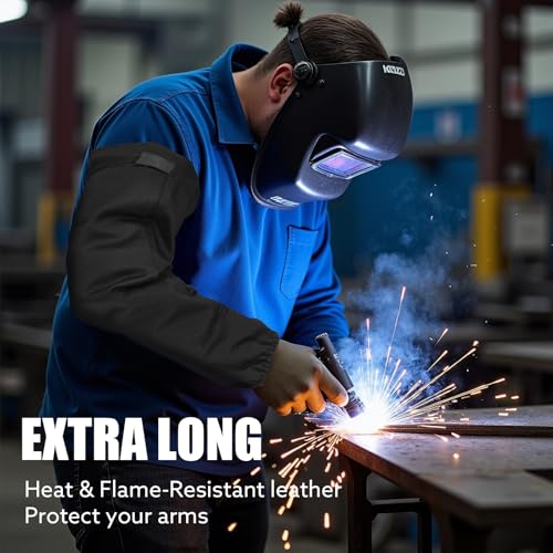 Yzurbu Welding Work Sleeves, Heat & Flame Resistant Arm Protection Gardening Sleeve with Hook & Loop - Black - Image 3