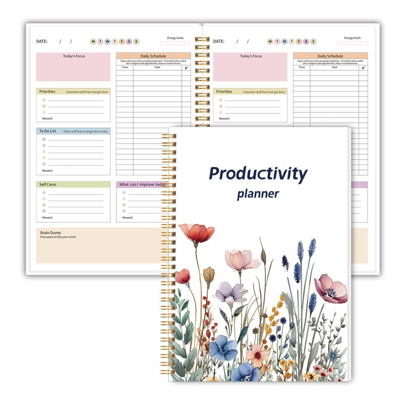 Kamoy ADHD Daily Planner with Hard Cover & Colorful Sheets Inside,Productivity Planner Task Management Organizer for Neurodivergent Adults Focused for Men & Women, 7" x 10" - Image 1