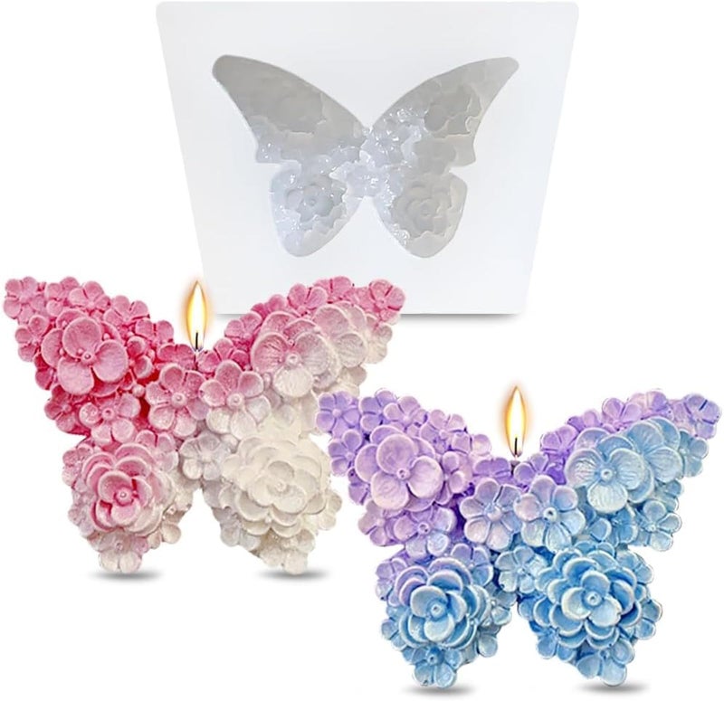 SOFTCREATO Butterfly Flower Shape Candle Mold I 3D Fondant Casting Silicone Epoxy Mould I Floral Butterfly Mold for DIY Handmade Ornament Chocolate Cake Décor Aromatherapy Soap Resin Art Craft Making Home Party Decoration (Butterfly Mold Small) - Image 1
