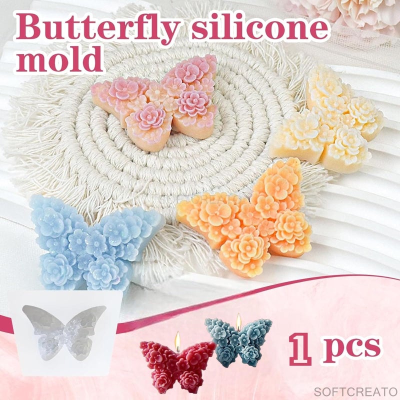 SOFTCREATO Butterfly Flower Shape Candle Mold I 3D Fondant Casting Silicone Epoxy Mould I Floral Butterfly Mold for DIY Handmade Ornament Chocolate Cake Décor Aromatherapy Soap Resin Art Craft Making Home Party Decoration (Butterfly Mold Small) - Image 4