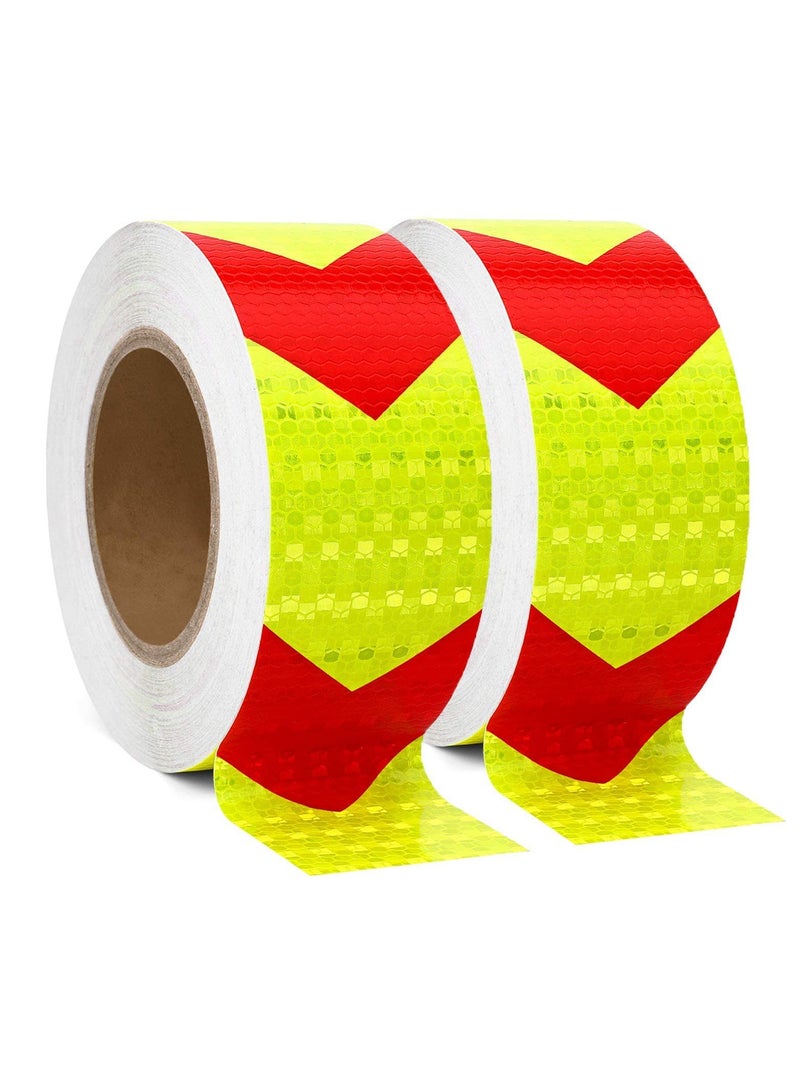 Reflective Tape, 5CM x 300CM, 2 Rolls, Red & Yellow Arrow, Waterproof, High Visibility, For Floor Marking, Trailers, Trucks, Cars - Image 1