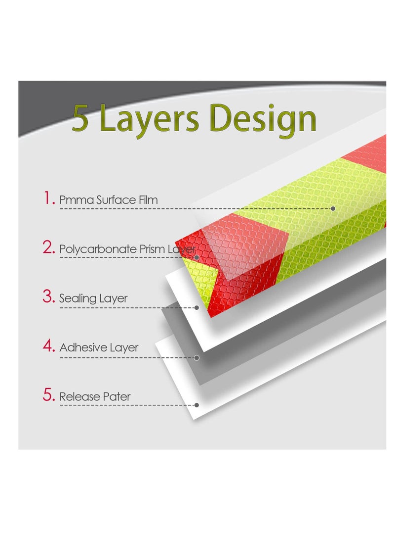 Reflective Tape, 5CM x 300CM, 2 Rolls, Red & Yellow Arrow, Waterproof, High Visibility, For Floor Marking, Trailers, Trucks, Cars - Image 2