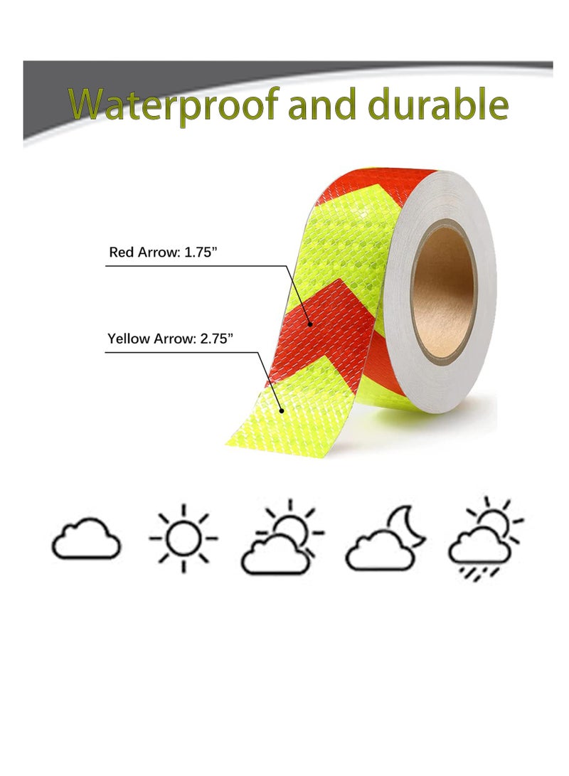 Reflective Tape, 5CM x 300CM, 2 Rolls, Red & Yellow Arrow, Waterproof, High Visibility, For Floor Marking, Trailers, Trucks, Cars - Image 3