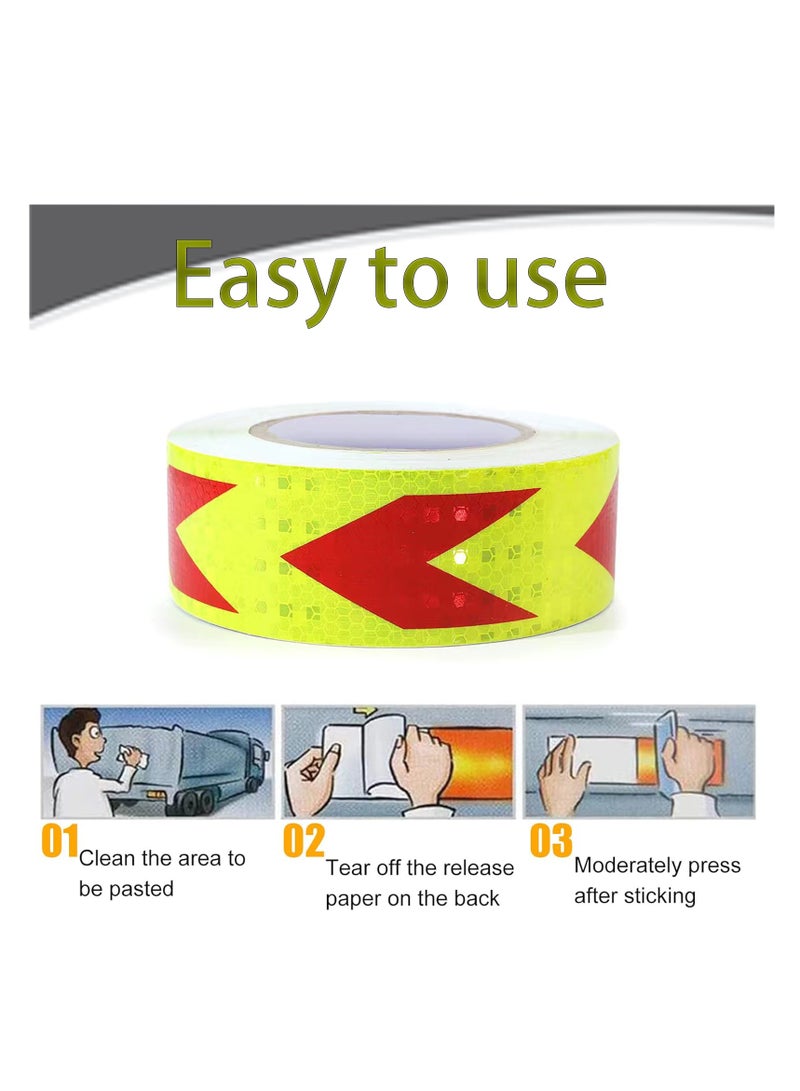 Reflective Tape, 5CM x 300CM, 2 Rolls, Red & Yellow Arrow, Waterproof, High Visibility, For Floor Marking, Trailers, Trucks, Cars - Image 4