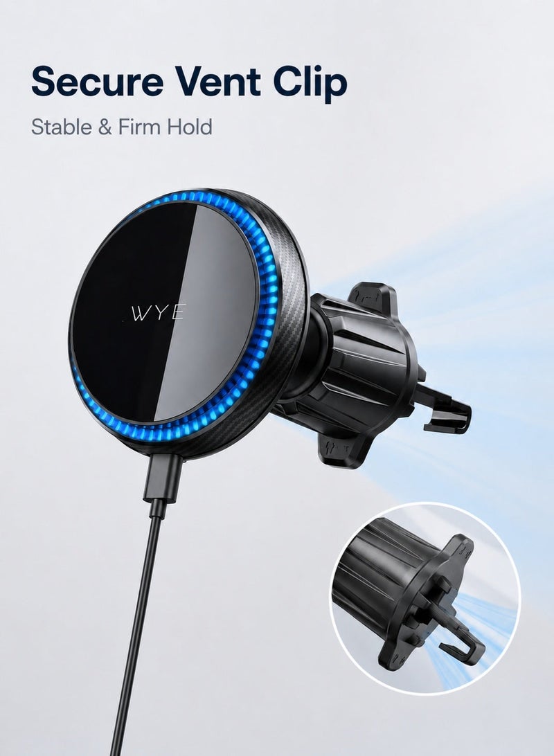 WYE Y-H63 Car Phone Holder Air Vent Mount | 360° Rotating Mobile Holder for Car with Adjustable Grip & Secure Clip | Universal Smartphone Stand for iPhone Samsung Android | Black - Image 3