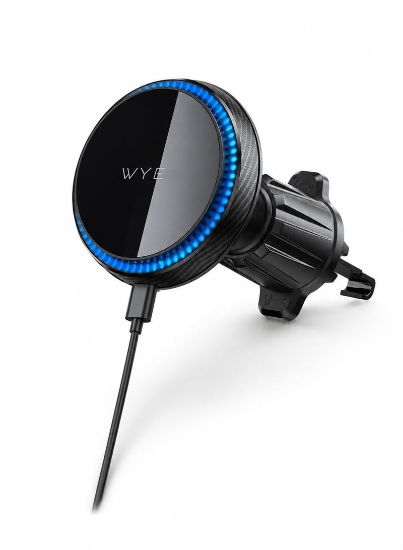 WYE Y-H63 Car Phone Holder Air Vent Mount | 360° Rotating Mobile Holder for Car with Adjustable Grip & Secure Clip | Universal Smartphone Stand for iPhone Samsung Android | Black - Image 1