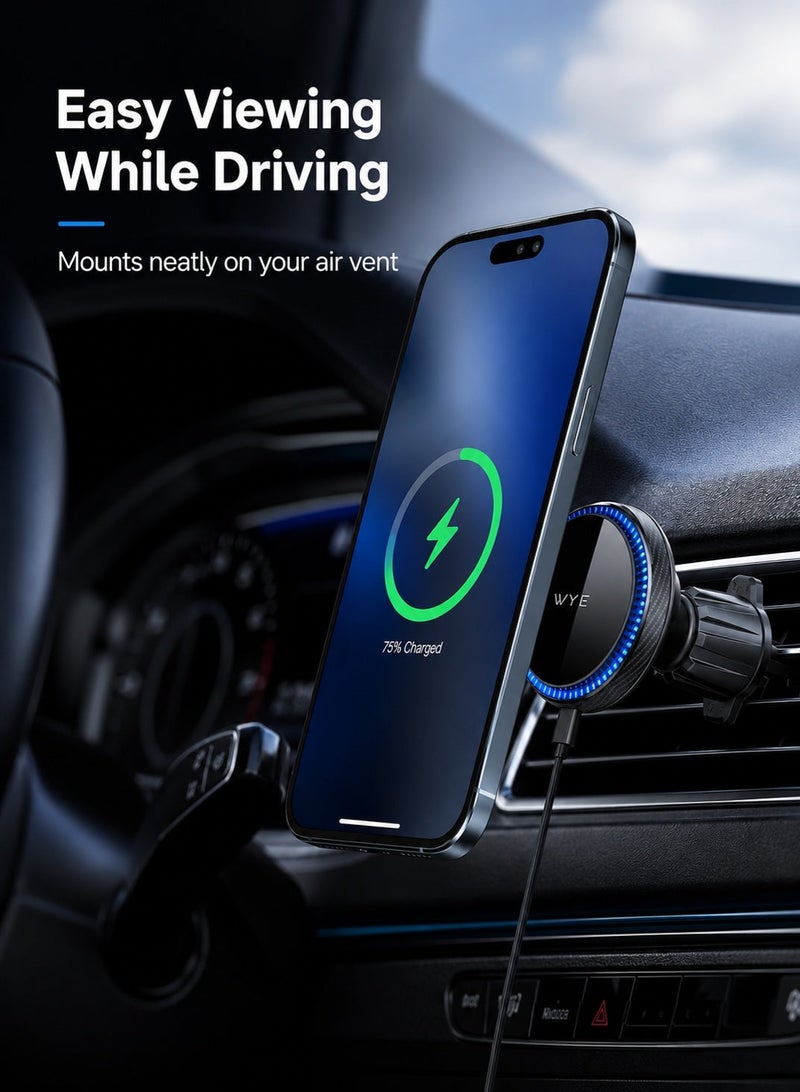 WYE Y-H63 Car Phone Holder Air Vent Mount | 360° Rotating Mobile Holder for Car with Adjustable Grip & Secure Clip | Universal Smartphone Stand for iPhone Samsung Android | Black - Image 5