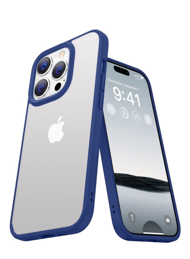 Compatible with iPhone 14 Pro Clear Case Shockproof PC Soft Silicone [Anti-Yellowing] TPU Bumper Cover (Blue) - Image 1