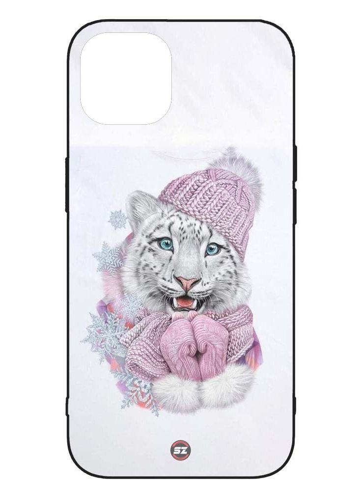 Service Zone Protective Printed Mobile Cover Snow Tiger With Wollen Monkey Cap And Gloves For Apple iPhone 13 Pro 