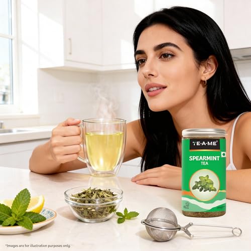 TE-A-ME Spearmint Infusion - 100g (100+ Cups) | Spearmint Leaves Infusion for PCOS, PCOD & Facial Hair | Helps - Balance Hormones, Reduces Facial Hair & Acne | Supports Digestion | Herbal Tea - Dried Loose Leaf - Caffeine Free - Image 2