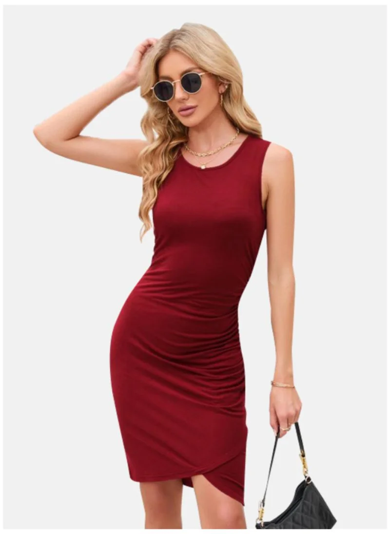 يونيكي Maroon Sleeveless Bodycon Dress