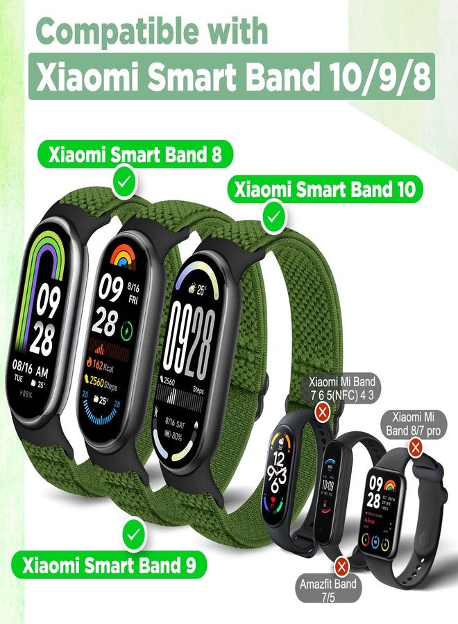 Bcuckood Elastic Bands Compatible with Xiaomi Mi Band 8 Women Men, Stretchy Solo Loop Soft Nylon Elastic Strap Replacement Wristband for Xiaomi Mi Band 8，3 PCS, Black+Beige+Olive Green, Classic - Image 2