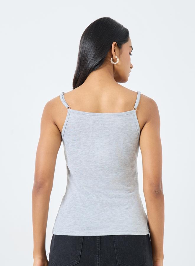 Take Two Grey Lace Trim Strappy Top - Image 4