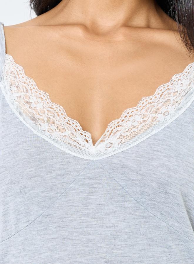 Take Two Grey Lace Trim Strappy Top - Image 3