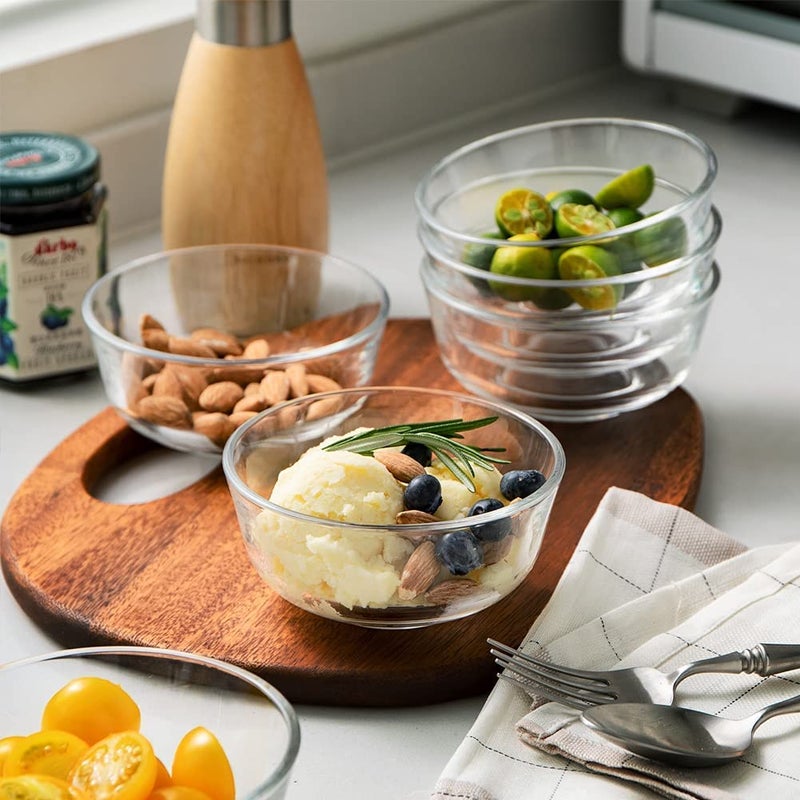 MIVANA Mivana Glass Salad Bowl Set of 6 CrystalClear Mixing Bowls Serving Bowls for Salad Fruits Dessert Pasta Nuts Chocolate Clear Glass Bowls for Mixing Storing Inch Size 48 Inch - Image 2