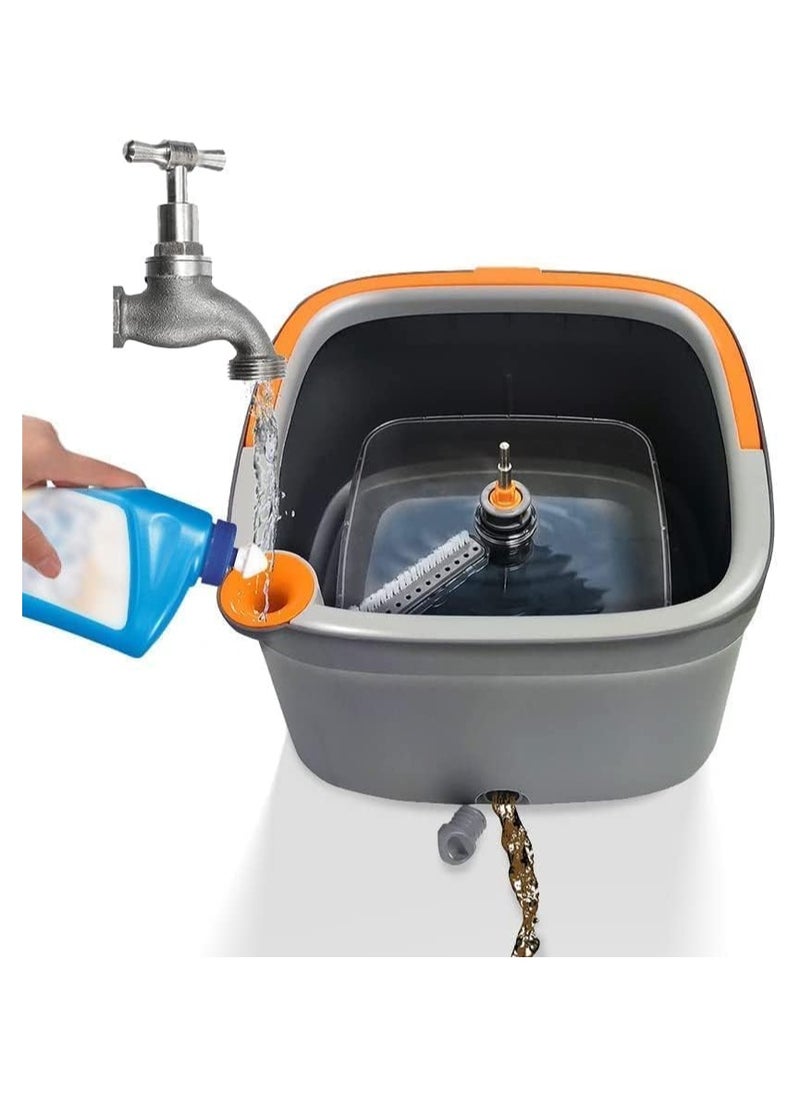 1st - Spin Mop and Bucket Set with Self-Separating System for Dirty and Clean Water, Self-Squeezing 360 Degree Rotating Square Mop Head for Wood, Tile, Marble Floors - Image 1