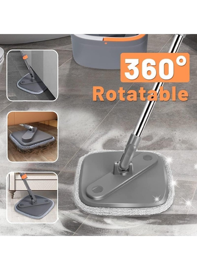 1st - Spin Mop and Bucket Set with Self-Separating System for Dirty and Clean Water, Self-Squeezing 360 Degree Rotating Square Mop Head for Wood, Tile, Marble Floors - Image 1