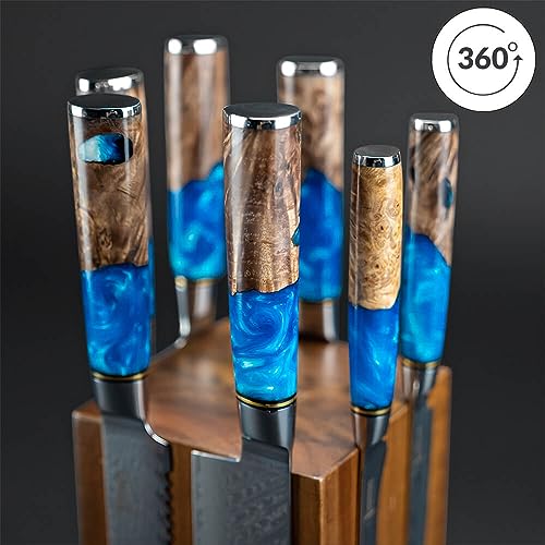 Senken Knives SENKEN Rotating Magnetic Knife Block without Knives, Natural Acacia Hardwood - 360 Degrees Rotation - Ultra Strong Neodymium Magnets, Universal Knife Holder & Storage (Rotating Magnetic Block) - Image 4