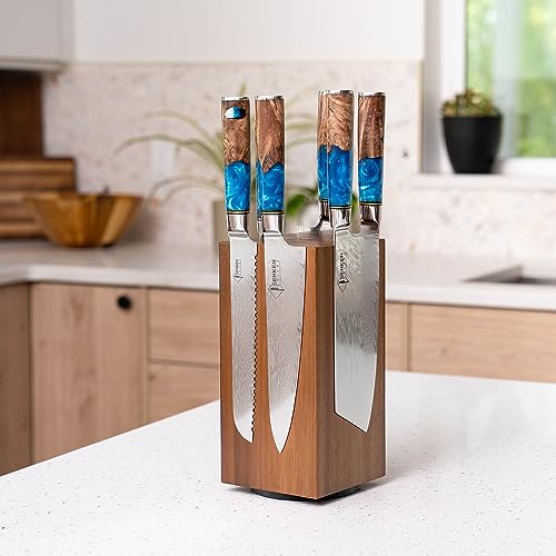 Senken Knives SENKEN Rotating Magnetic Knife Block without Knives, Natural Acacia Hardwood - 360 Degrees Rotation - Ultra Strong Neodymium Magnets, Universal Knife Holder & Storage (Rotating Magnetic Block) - Image 2