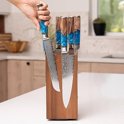 Senken Knives SENKEN Rotating Magnetic Knife Block without Knives, Natural Acacia Hardwood - 360 Degrees Rotation - Ultra Strong Neodymium Magnets, Universal Knife Holder & Storage (Rotating Magnetic Block) - Image 3
