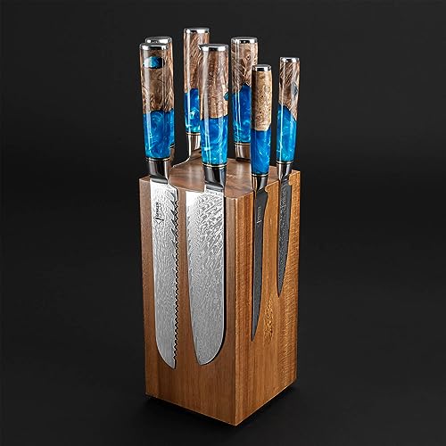 Senken Knives SENKEN Rotating Magnetic Knife Block without Knives, Natural Acacia Hardwood - 360 Degrees Rotation - Ultra Strong Neodymium Magnets, Universal Knife Holder & Storage (Rotating Magnetic Block) - Image 1