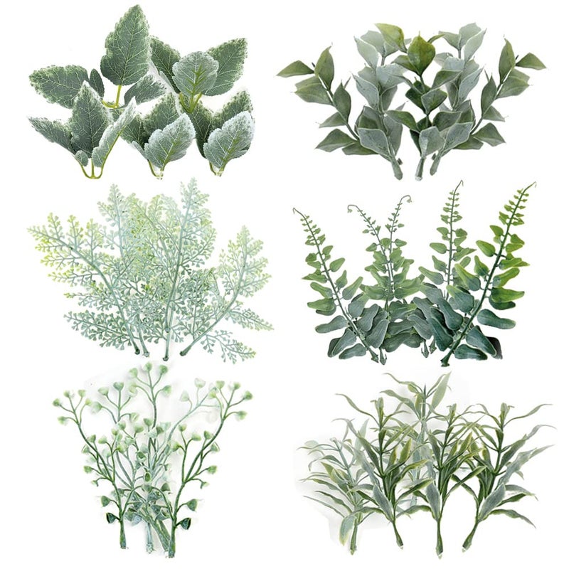 Artificial Leaves Fake Leaves Green plastic leaves Faux Foliage for Bouquet Arrangement Wedding Party Decoration 30Pcs