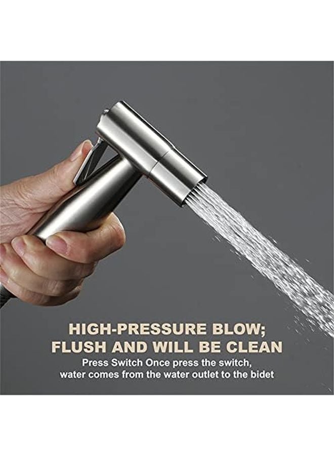 مرشة المرحاض المحمولة مثبتة على الحائط مجموعة مسدس الرش الفولاذ المقاوم للصدأ - Image 5