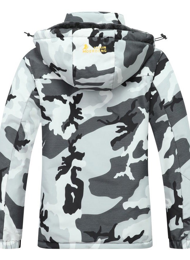 MOERDENG Women's Waterproof Ski Jacket Warm Winter Snow Coat Mountain Windbreaker Hooded Raincoat Jacket, Black Camo, L - Image 2