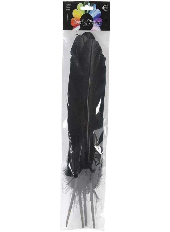 Touch of Nature 40365 4-Piece Turkey Feather for Art and Craft, 12.25 to 13-Inch, Black - Image 1