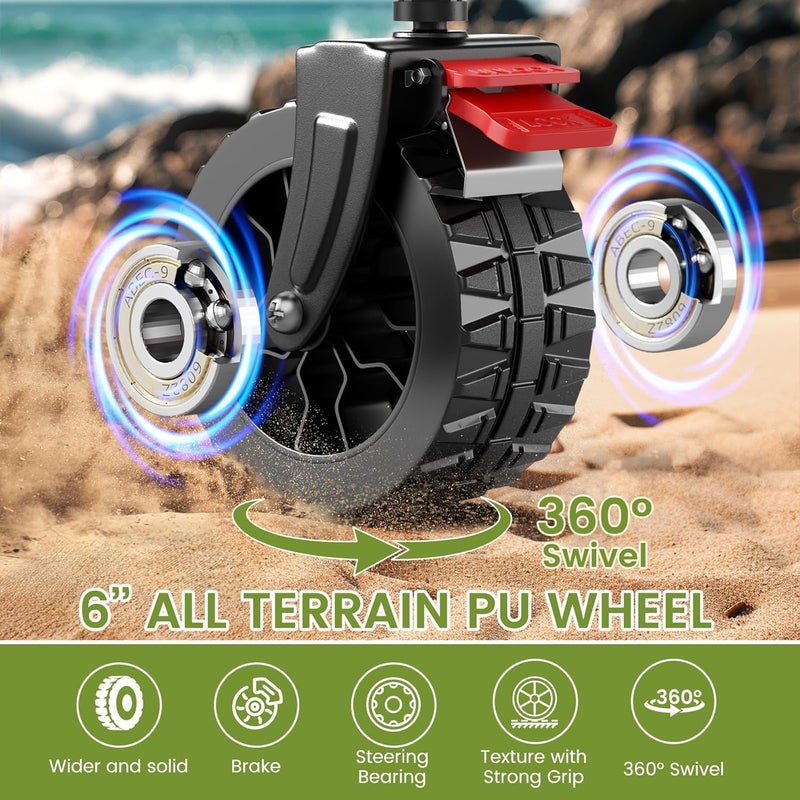 Blomoba Collapsible Wagon Cart, 150L Heavy Duty Foldable Beach Wagon with Wider Wheels & Auto-Rebound Handle, Utility Grocery Shopping Cart for Garden, Shopping, Camping, Sports, Black - Image 2