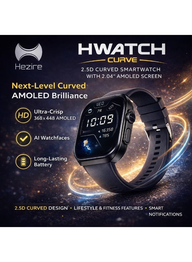 هيزاير ساعة Hezire H-Watch Curve الذكية بشاشة AMOLED منحنية مقاس 2.04 بوصة عالية الدقة (HD) - للياقة البدنية - Image 1