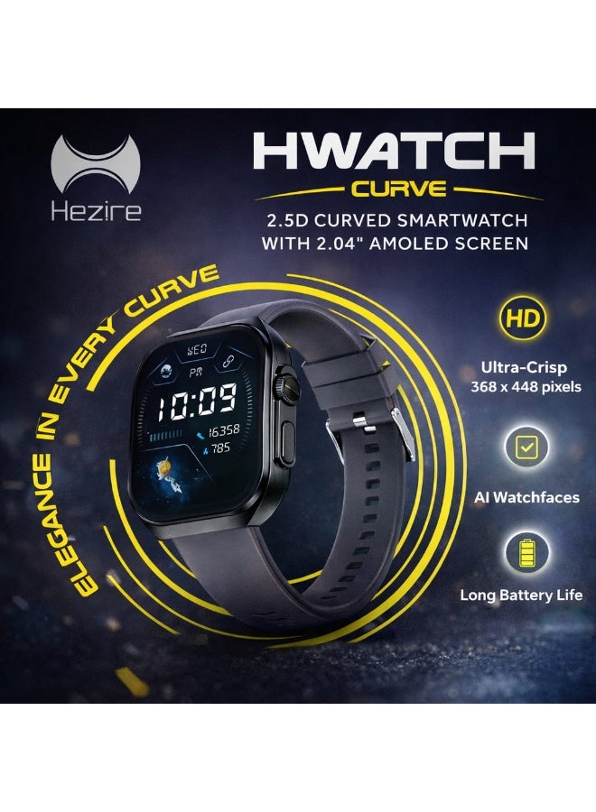 هيزاير ساعة Hezire H-Watch Curve الذكية بشاشة AMOLED منحنية مقاس 2.04 بوصة عالية الدقة (HD) - للياقة البدنية - Image 2