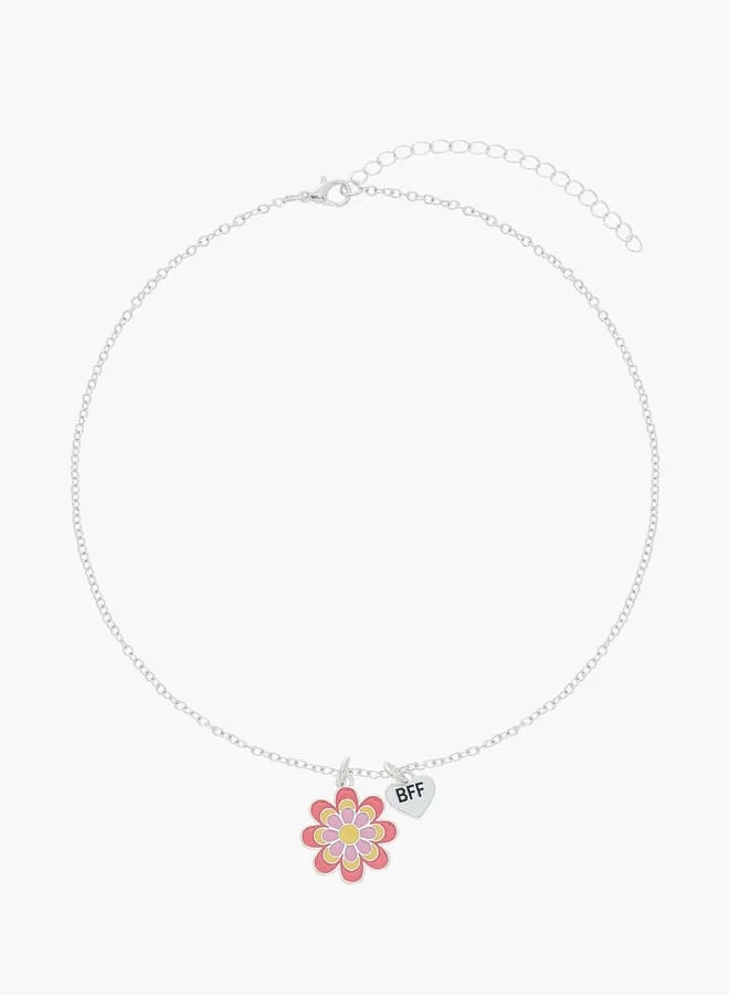 فلورا بيلا من شو إكسبرس قلادة بناتي بزهرة مع مشبك إغلاق - طقم من قطعتين