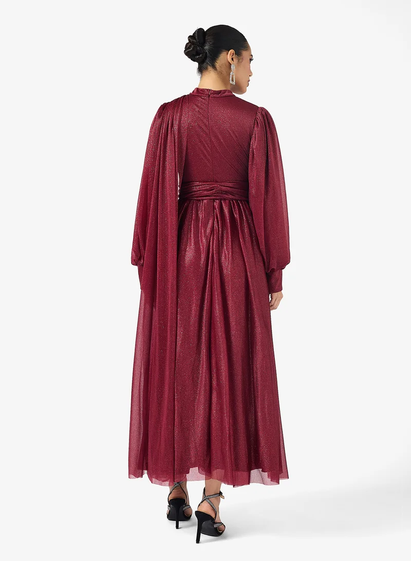 Khizana Draped Dress With Shoulder Trail