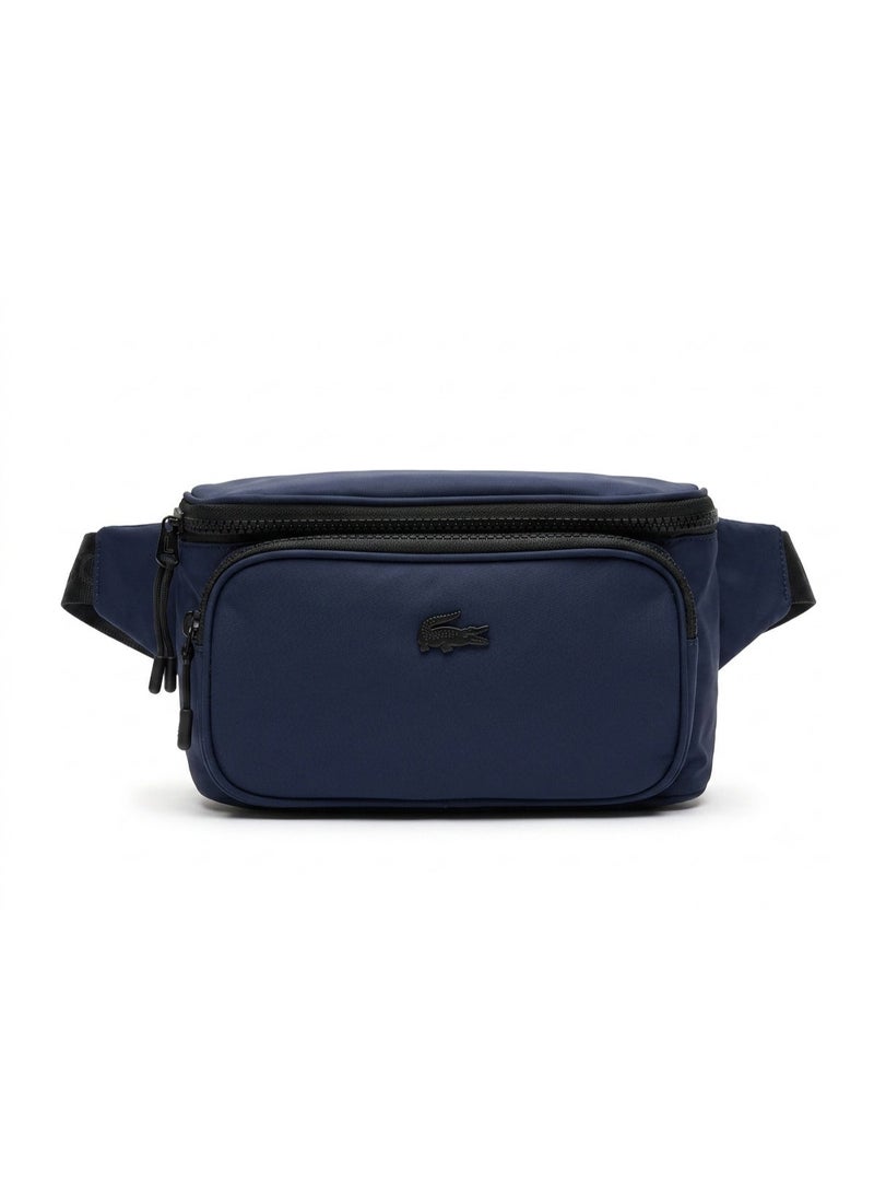 Lacoste Men's Navy Nylon Triple Zipper Waist Bag - Image 1