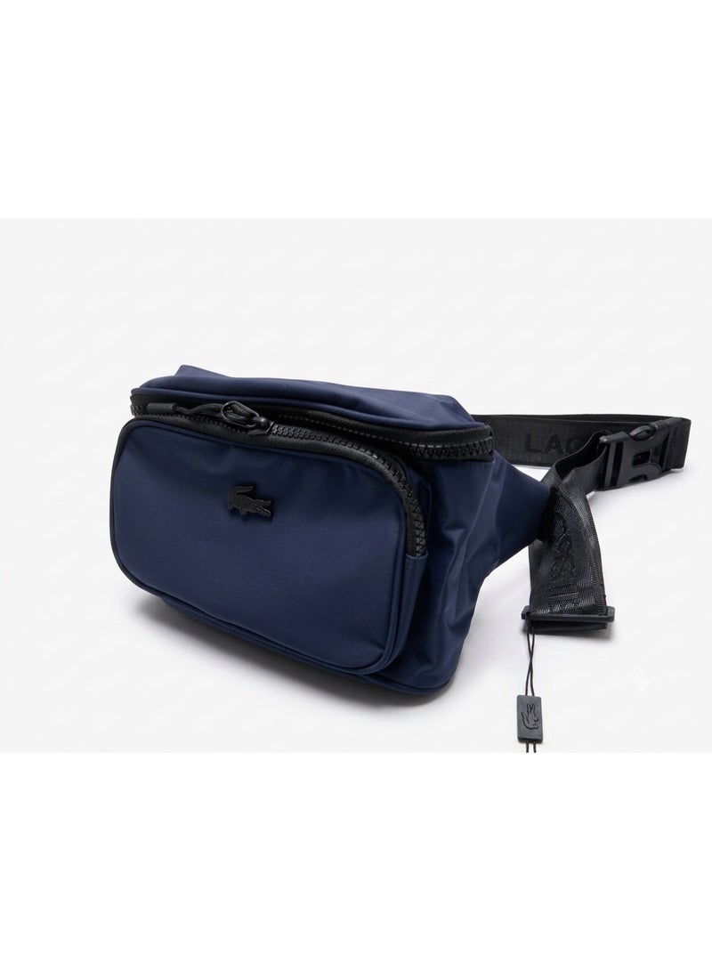 Lacoste Men's Navy Nylon Triple Zipper Waist Bag - Image 2
